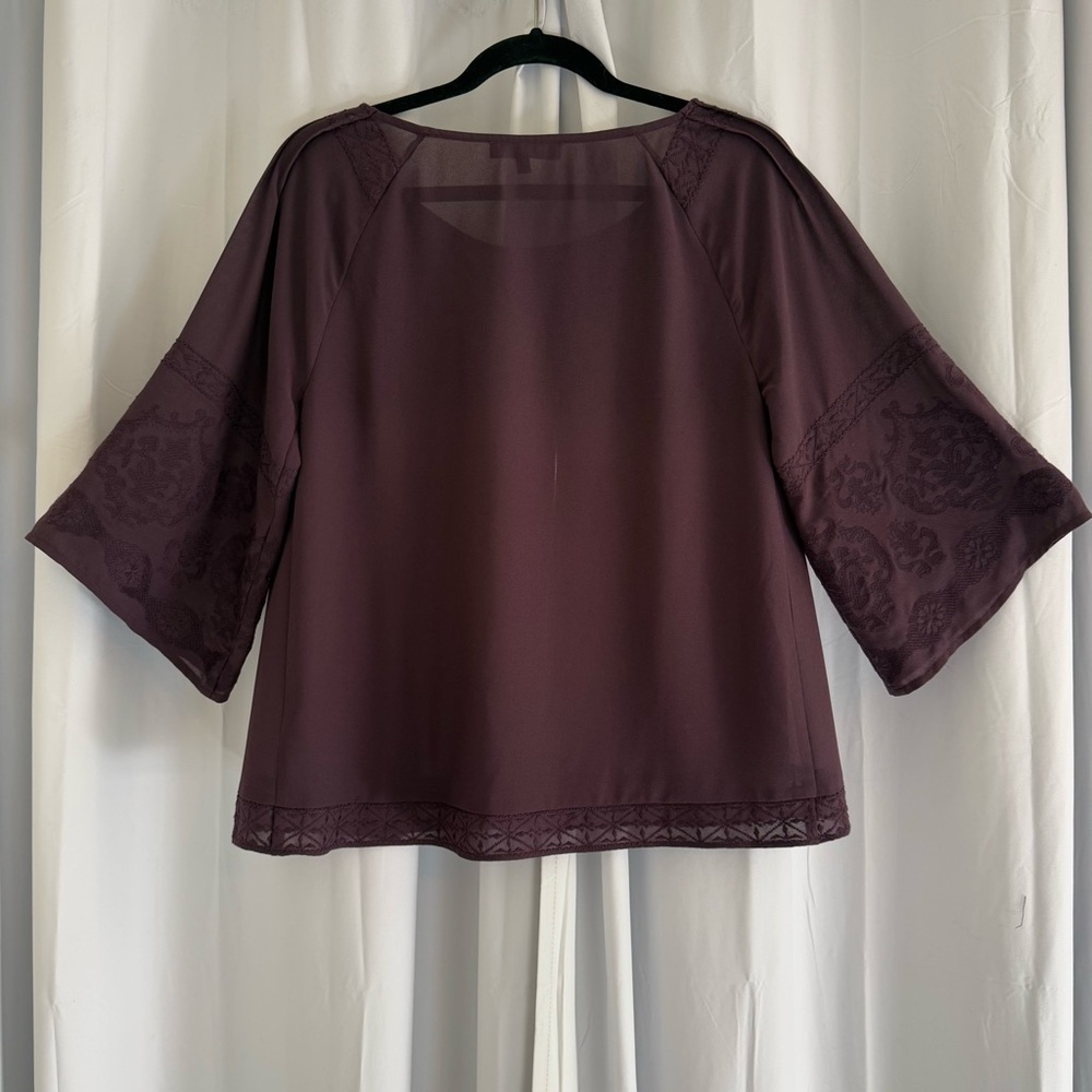 Sanctuary Embroidered Blouse Plum Kimono Sleeve Boho Top Women’s Small - Picture 3 of 7